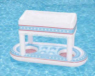 FUNBOY Giant Red, White & Blue Cabana Stripe Floating Drink Station Pool