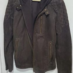 Men's Leather Suede Jacket Biker Xl Piel