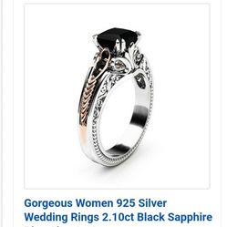 925 Sterling Silver Ring With 2.10 Blk Topaz Stone