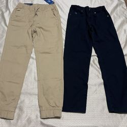 School Uniform Pants Nautica Medium Jogger Pants Khaki Boys Size 10/12 Regular $20 And Navy  Polo  Size 10 Kids $12