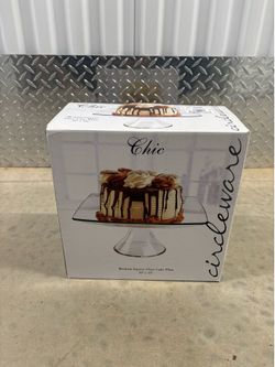 Circleware Chic Square Glass Cake Plate