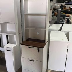 2 Drawer File Cabinet with Adjustable Storage Shelf, White