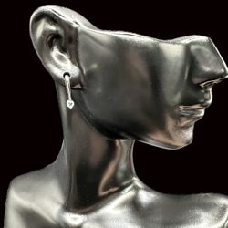 14K White Gold Aquamarine Drop Stud Earrings