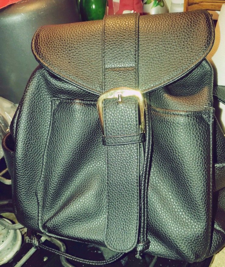 Black Leather Backpack 