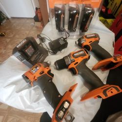 RIDGID 18V Brushless 1/2" Drill, 1/4"2 Impact Driver, 3 Battery & Charger 