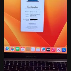 Apple MacBook Pro 13” 2017 i5 2.3 GHZ 8GB 250GB SSD  A1708 Space 