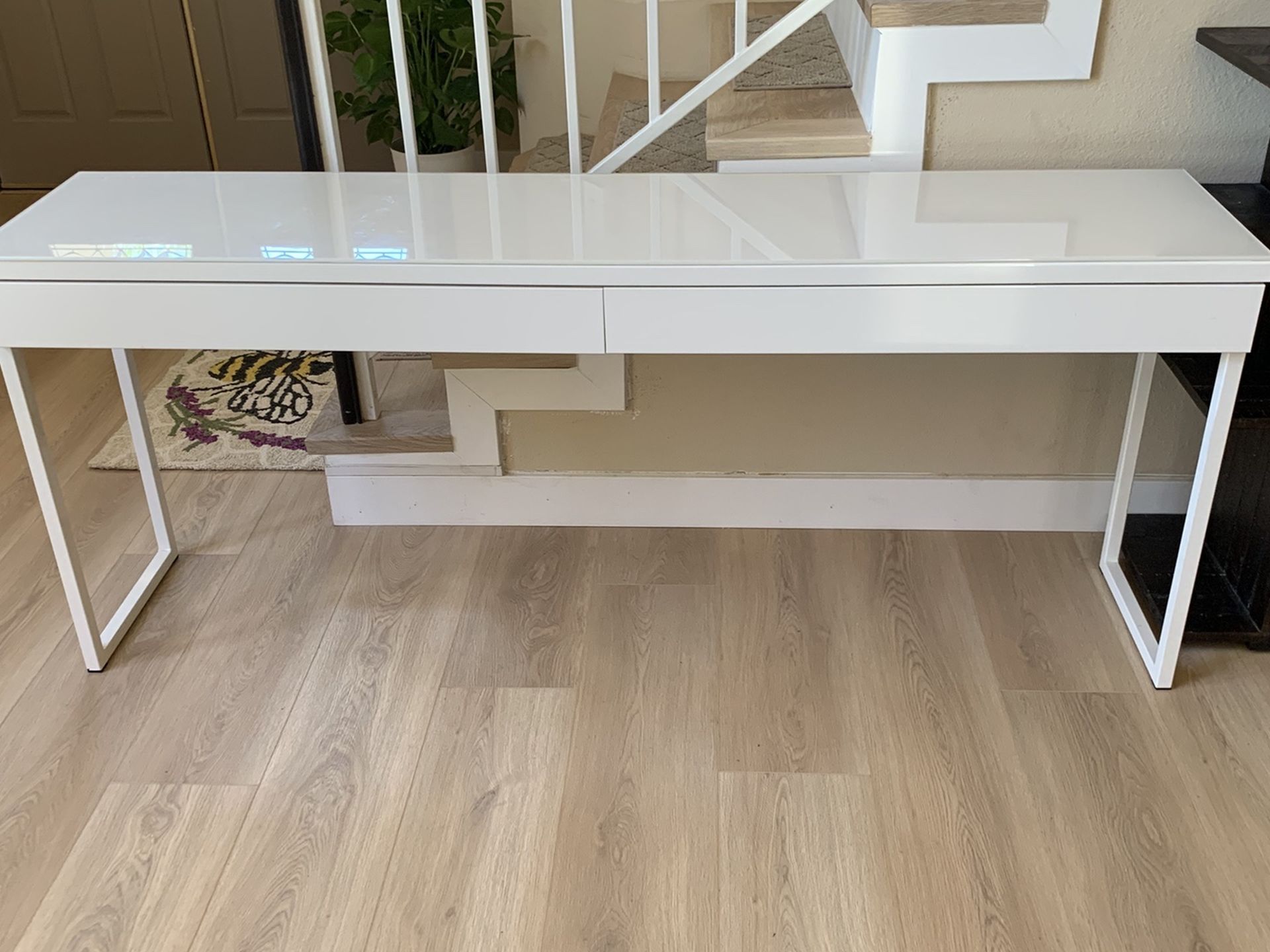 Desk - IKEA White Long Desk - Two Drawers.