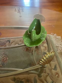 Devon Ware Fielding Mint Green Leaf Sauce Boat and Dish