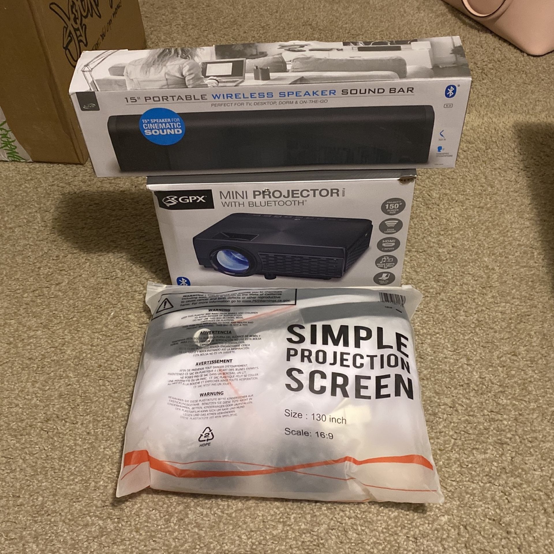 Mini Projector,wireless Speaker,projection Screen