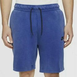 NIKE Men's "Washed" Tech Fleece Shorts Blue Black Sportwear (CZ9912-455) S