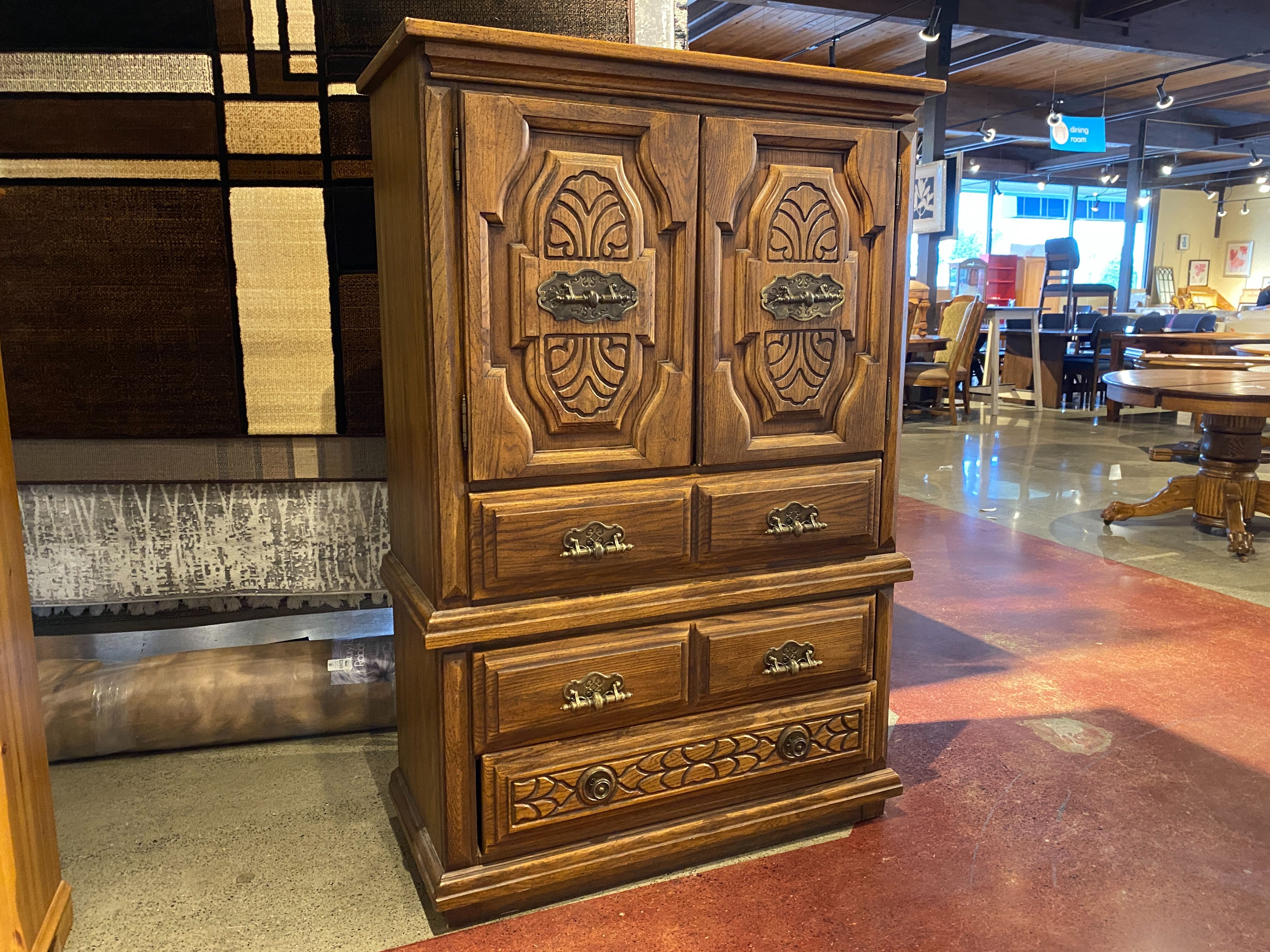 Old School All-Wood Armoire w/ Shelf Storage