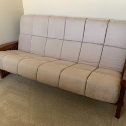 Queen size Futon with excellent mattress and wood frame