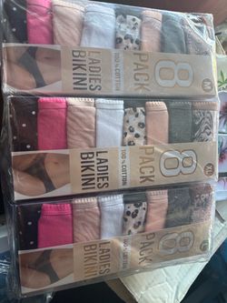 Ladies Bikini Underwear 8-Pack 100% Cotton