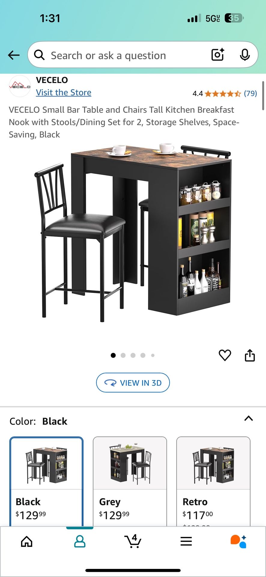 2 Seater Table With Chairs 3 Shelve Compartment