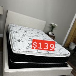 BRAND NEW PILLOW TOP MATTRESSES ✅ COLCHONES NUEVOS PILLOW TOP 💯‼️   QUEEN SIZE $140 ❌ $200 With Box Spring   FULL SIZE $120 ❌ $180 With Box Spring💥 