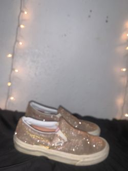 Pink/gold Holographic Vans 