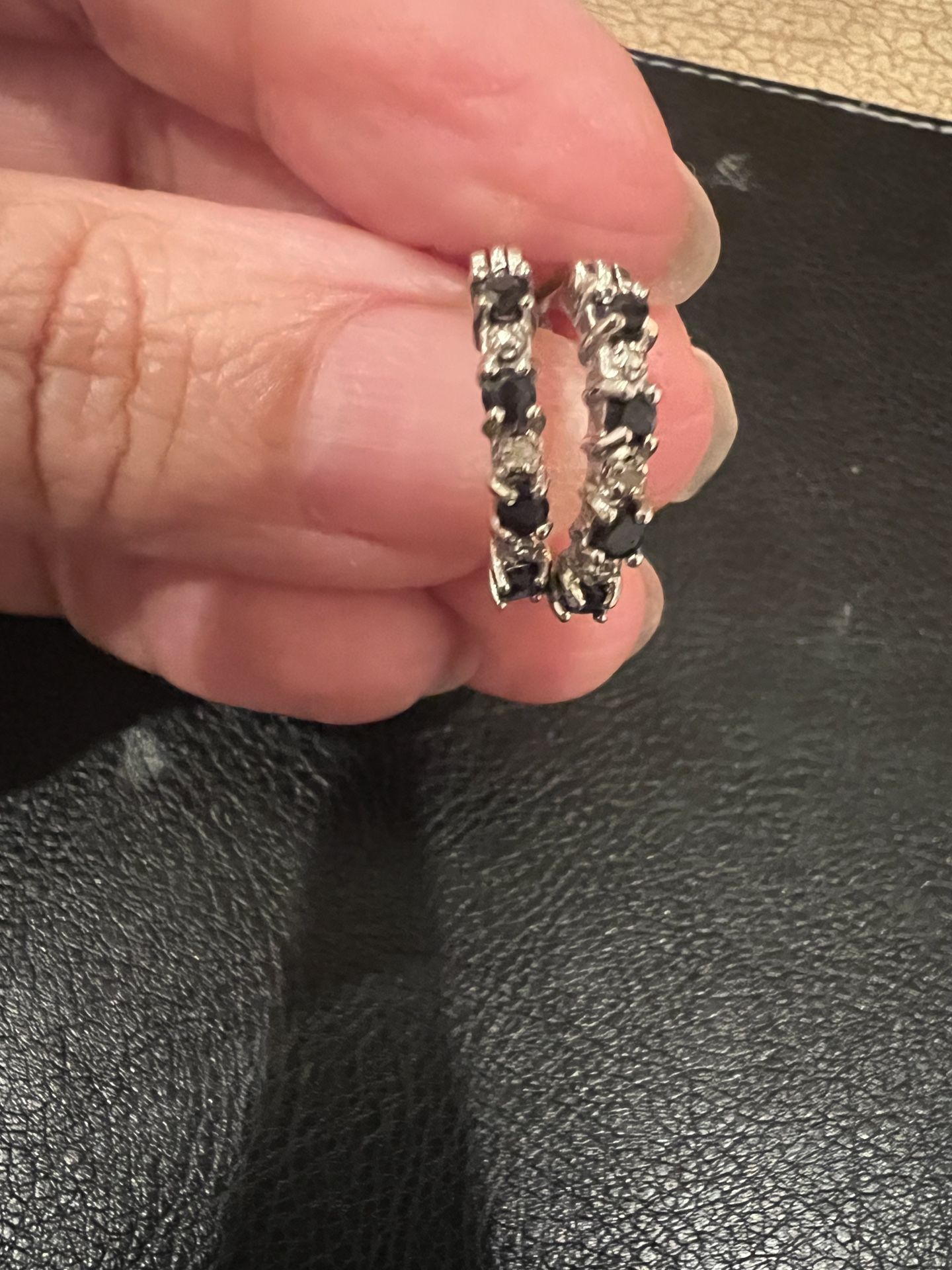 sterling silver sapphire hoop earrings