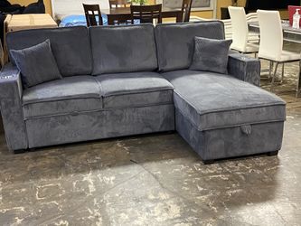 $0 Down! Corduroy Gray Sleeper Sectional 