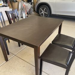 Wood Dining Table & 4 Chairs