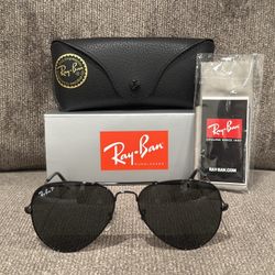 New Ray-Ban RB3025 Aviator Black Polarized Sunglasses