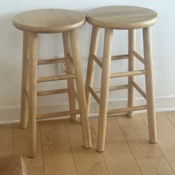 2 Counter Height Wood Stools 