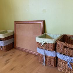 Pottery Barn Baskets And Cork Board (matches Student Desk That I Posted)