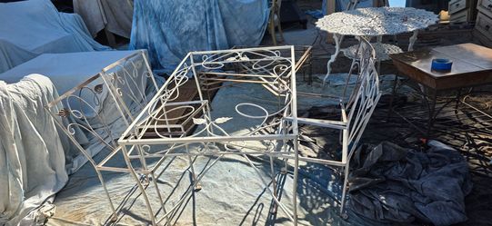 Vintage Wrought Iron Patio Dining Set Table & 4 Chairs Metal Garden Furniture