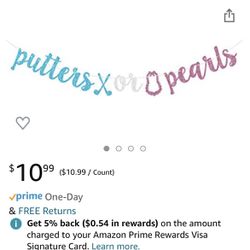 Baby Gender Reveal Putters Pearls Banner Decor Thumbnail