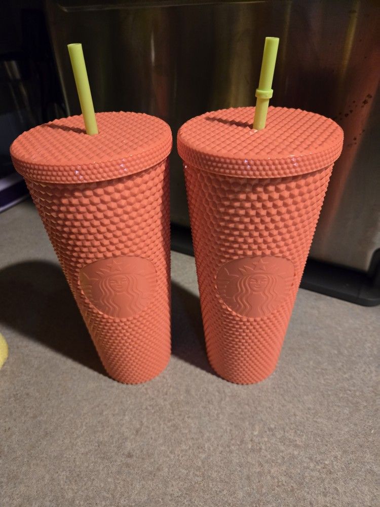 2 Starbucks Studded Cups Dragonfruit In Color