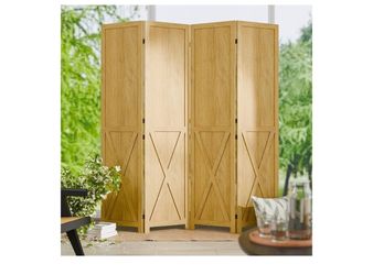 4-Panel Wood Room Divider Privacy Screen