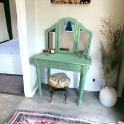 Refinished Vanity With Mirror