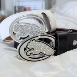 Puma Crystal Buckle Belts – Black & White – Genuine Leather – Brand New