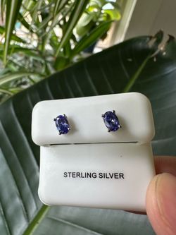 Gemstone sterling silver studs