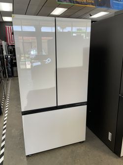 Samsung Bespoke French Door Counter Depth Refrigerator In White Glass