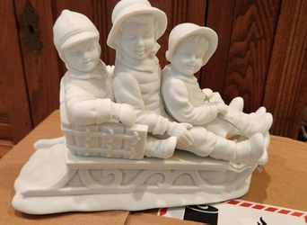 Christmas Children on Sled Dept 56 9"× 7"