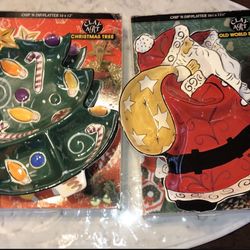  Christmas Tree And Santa Dip And Chips Platter 