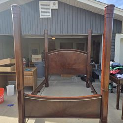 Solid Wood Full‑Size Four‑Poster Bed Frame  
$400 • OBO