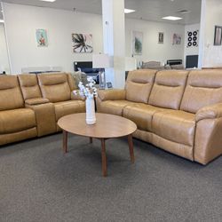 Top Grain Leather Power Reclining Sofa And Love Seat 