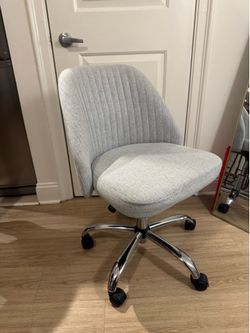 Modern Gray Upholstered Vanity / Office Chair