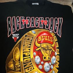 Vintage Chicago Bulls Shirt Mens Large 90s Championship Ring Graphic Tee USA 