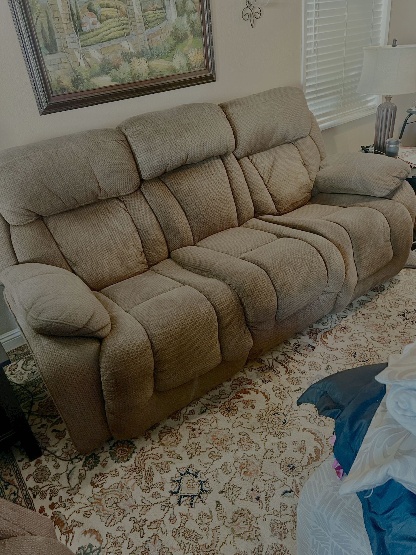 Dark Brown Double Recliner - No Tears FREE Must Pick Up