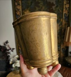 Antique Italian Footed Gilt Planter or Utensil Holder