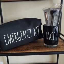 Rae Dunn Makeup Bag And Brushes Holder 