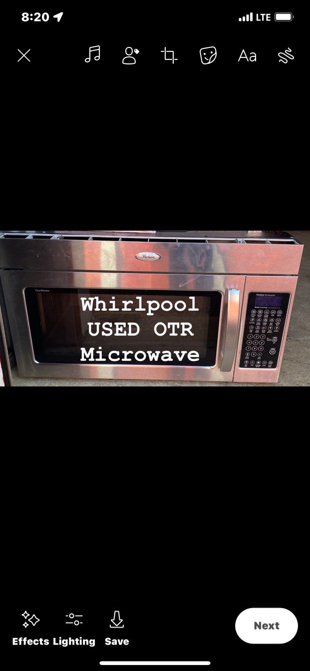 used over the rang microwave 