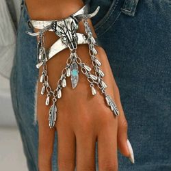 Every Day Wear - Fashion ... Western Cowboy Cow Head Open Cuff Bracelet With Tassel 
