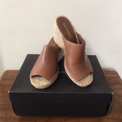 ✔️Enzo Angiolini Women's Brown Leather Wedge Sandals 🍷 