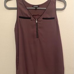 Express Purple Sleeveless Tank Top with Zipper Detail