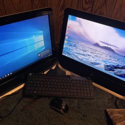 ( TWO) HP Pavillion 20 All-In-One PC (W/ Power Cables & AC Adapter) Windows 10&8