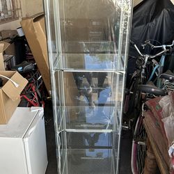 GLASS CUBE DISPLAY WITH 4-SHELVES AND LIGHTING