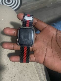 Apple Watch with Navy Red Milanese Band